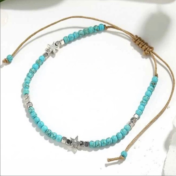 BLUE BEAD SILVER STAR LEATHER SUMMER ANKLE… - Picture 6 of 6